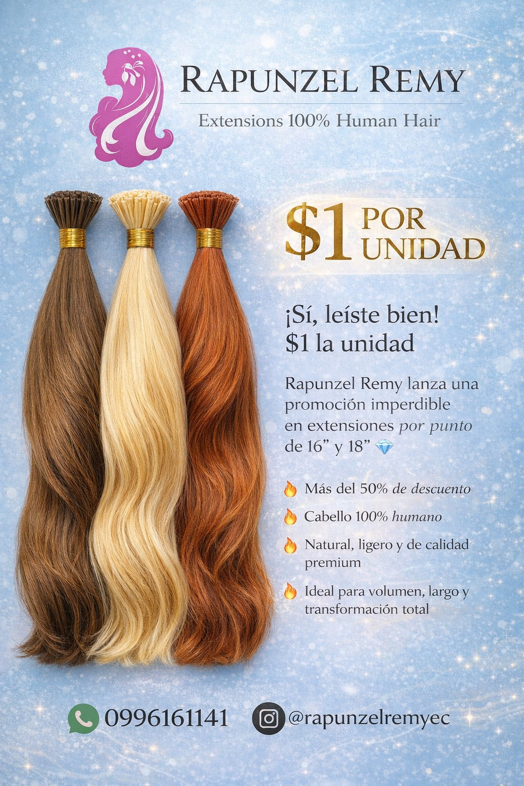 Extensiones de cabello 100% humano por punto